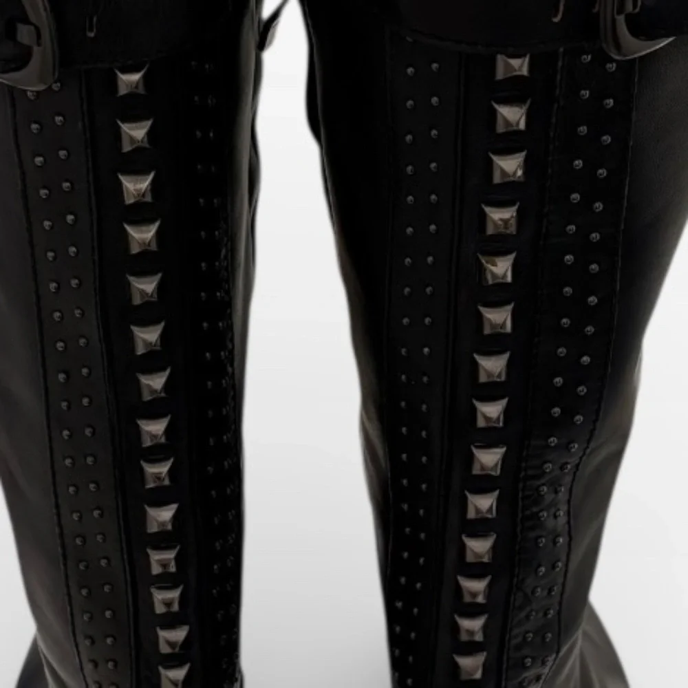 Vince camuto bollo black leather studded over the knee riding boots 8.5